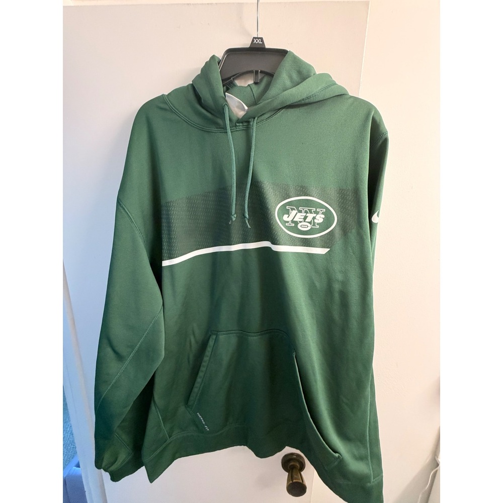 Nike NFL New York Jets Green Therma-FIT Hoodie Mens XXL Pullover Sweatshirt